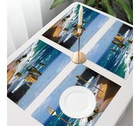 QRFASFZO Table Mats Set of 6, Place Mats Table Placemats Washable Non-slip Heat Insulation Woven Vinyl for,Beach, towering rocks and the twelve apostles on the magnificent coastline of Austr,12x18 in