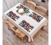 QRFASFZO Table Mats Set of 6, Place Mats Table Placemats Washable Non-slip Heat Insulation Woven Vinyl for,London Big Ben Tower Bridge UK Flag Capitol Red Bus Telephone Box Honor Team Square,12x18 in