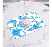 QRFASFZO Table Mats Set of 6, Place Mats Table Placemats Washable Non-slip Heat Insulation Woven Vinyl for,Pattern with marine animals a deep-water turtle a dolphin with drawing a sea horse,12x18 in