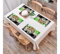 QRFASFZO Table Mats Set of 6, Place Mats Table Placemats Washable Non-slip Heat Insulation Woven Vinyl for,Jungle, South American Jaguar, Wildlife, Carnivore, Endangered, Feline Safari,12x18 in