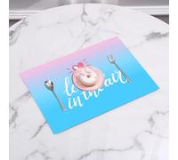 QRFASFZO Table Mats Set of 6, Place Mats Table Placemats Washable Non-slip Heat Insulation Woven Vinyl for,Quote,Love is in The Air Phrase for Romantic Couples on Pink and Blue Backdrop,Sky,12x18 in