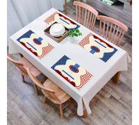 QRFASFZO Table Mats Set of 6, Place Mats Table Placemats Washable Non-slip Heat Insulation Woven Vinyl for,Music,Country Music Festival Event Illustration Guitar with American Flag Desi,12x18 in