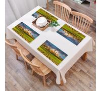 QRFASFZO Table Mats Set of 6, Place Mats Table Placemats Washable Non-slip Heat Insulation Woven Vinyl for,Italy,Vineyards of San Gimignano Tuscany Historic Architecture Dram,12x18 in