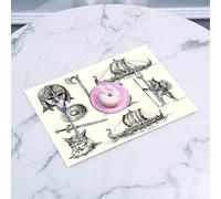 QRFASFZO Table Mats Set of 6, Place Mats Table Placemats Washable Non-slip Heat Insulation Woven Vinyl for,Nordic portrait, columns of complex drawings depicting Viking helmets, ships, weapo,12x18 in