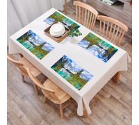 QRFASFZO Table Mats Set of 6, Place Mats Table Placemats Washable Non-slip Heat Insulation Woven Vinyl for,moraine, lake, rocky, mountains, canada, summer, forest,12x18 in