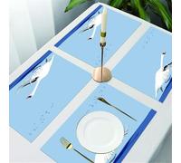 QRFASFZO Table Mats Set of 6, Place Mats Table Placemats Washable Non-slip Heat Insulation Woven Vinyl for,Birds,Swan Taking Off From the Water Flying Birds in the Sky Wildlife Large Birds A,12x18 in
