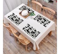 QRFASFZO Table Mats Set of 6, Place Mats Table Placemats Washable Non-slip Heat Insulation Woven Vinyl for,Classic cow pattern, abstract black and white spots on white background, creating m,12x18 in