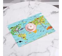 QRFASFZO Table Mats Set of 6, Place Mats Table Placemats Washable Non-slip Heat Insulation Woven Vinyl for,North America flora and fauna map flat elements. Animals birds and sea life big set,12x18 in