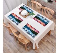QRFASFZO Table Mats Set of 6, Place Mats Table Placemats Washable Non-slip Heat Insulation Woven Vinyl for,Lakeside landscape, lake gleaming under the sky, crimson sky surrounded by mountain,12x18 in