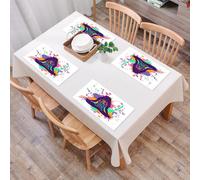 QRFASFZO Table Mats Set of 6, Place Mats Table Placemats Washable Non-slip Heat Insulation Woven Vinyl for,Modern, yoga posing girl with a motivating happy quote Calm your mind,12x18 in