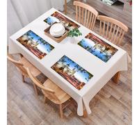 QRFASFZO Table Mats Set of 6, Place Mats Table Placemats Washable Non-slip Heat Insulation Woven Vinyl for,City View, Old Cathedral and Royal Palace in Madrid Mediterrenean Mod City,12x18 in