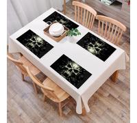 QRFASFZO Table Mats Set of 6, Place Mats Table Placemats Washable Non-slip Heat Insulation Woven Vinyl for,Dark and sinister skulls, peaks, ferocious skulls, skulls with serrated teeth and p,12x18 in