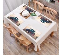 QRFASFZO Table Mats Set of 6, Place Mats Table Placemats Washable Non-slip Heat Insulation Woven Vinyl for,Green tractor with prominent red wheels through the dirt, wrapped in dust clouds,12x18 in