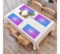 QRFASFZO Table Mats Set of 6, Place Mats Table Placemats Washable Non-slip Heat Insulation Woven Vinyl for,Geometric shapes, dreamy blue and pink colorful flowers of life exuding tranquility,12x18 in