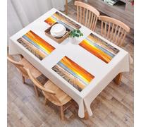 QRFASFZO Table Mats Set of 6, Place Mats Table Placemats Washable Non-slip Heat Insulation Woven Vinyl for,Coastal sunset, orange sky on the ocean, birds in flight, soft waves kissing sandy,12x18 in