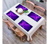 QRFASFZO Table Mats Set of 6, Place Mats Table Placemats Washable Non-slip Heat Insulation Woven Vinyl for,Eggplant, Purple Abstract Parallel Lines in A Violet Environment,12x18 in