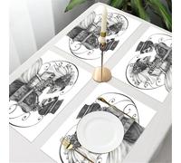 QRFASFZO Table Mats Set of 6, Place Mats Table Placemats Washable Non-slip Heat Insulation Woven Vinyl for,Bride and Groom Skeletons Embrace，Surrounded by Ornate Decor，Capturing Timeless Rom,12x18 in