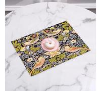 QRFASFZO Table Mats Set of 6, Place Mats Table Placemats Washable Non-slip Heat Insulation Woven Vinyl for,William Morris's famous Strawberry Thief pattern (1883).,12x18 in