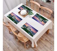 QRFASFZO Table Mats Set of 6, Place Mats Table Placemats Washable Non-slip Heat Insulation Woven Vinyl for,Kuala Lumpur skyline, iconic twin towers dominate the city's skyline,12x18 in