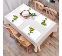 QRFASFZO Table Mats Set of 6, Place Mats Table Placemats Washable Non-slip Heat Insulation Woven Vinyl for,Cartoon, a lively green frog with expressive eyes and smile peeking behind wooden b,12x18 in