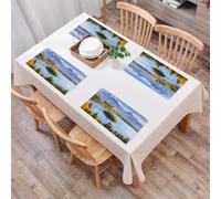 QRFASFZO Table Mats Set of 6, Place Mats Table Placemats Washable Non-slip Heat Insulation Woven Vinyl for,Alpine lake view, tranquil island, with a church surrounded by autumn trees and maj,12x18 in