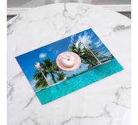 QRFASFZO Table Mats Set of 6, Place Mats Table Placemats Washable Non-slip Heat Insulation Woven Vinyl for,Palm - Lined swimming pool in the sun,A peaceful beachfront resort,Crystal - clear,12x18 in