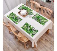QRFASFZO Table Mats Set of 6, Place Mats Table Placemats Washable Non-slip Heat Insulation Woven Vinyl for,jungle plant tropical palm leaves. Pattern floral vector on the black white geometr,12x18 in