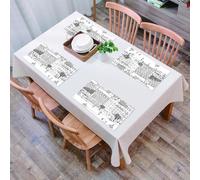 QRFASFZO Table Mats Set of 6, Place Mats Table Placemats Washable Non-slip Heat Insulation Woven Vinyl for,German monochrome sketch of hand-drawn urban scene of the square of,12x18 in
