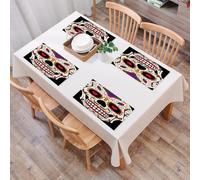 QRFASFZO Table Mats Set of 6, Place Mats Table Placemats Washable Non-slip Heat Insulation Woven Vinyl for,Floral ornamente head skull. Day of the dead,12x18 in