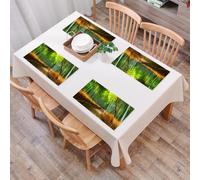 QRFASFZO Table Mats Set of 6, Place Mats Table Placemats Washable Non-slip Heat Insulation Woven Vinyl for,Modern, Bamboo Asian Rainforest Nature Trail Vivid Colored Print View Landscape Ima,12x18 in