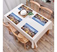 QRFASFZO Table Mats Set of 6, Place Mats Table Placemats Washable Non-slip Heat Insulation Woven Vinyl for,City, colorful architecture cityscape along the river bank in the old town of Porto,12x18 in