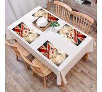 QRFASFZO Table Mats Set of 6, Place Mats Table Placemats Washable Non-slip Heat Insulation Woven Vinyl for,Music Grunge British Pop Guitar Rock London Jack Union Brit Flag in,12x18 in