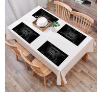 QRFASFZO Table Mats Set of 6, Place Mats Table Placemats Washable Non-slip Heat Insulation Woven Vinyl for,Animal, majestic black dog, on black background, amber eyes staring seriously in fr,12x18 in