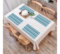 QRFASFZO Table Mats Set of 6, Place Mats Table Placemats Washable Non-slip Heat Insulation Woven Vinyl for,Herringbone pattern, blue and white twists repetitive design evokes the rhythm of t,12x18 in