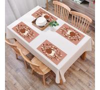 QRFASFZO Table Mats Set of 6, Place Mats Table Placemats Washable Non-slip Heat Insulation Woven Vinyl for,Hedgehog, autumn motif Animal picture with many seasonal elements Pine cone leaves,12x18 in