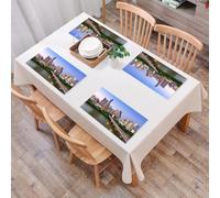 QRFASFZO Table Mats Set of 6, Place Mats Table Placemats Washable Non-slip Heat Insulation Woven Vinyl for,Modern,Austin Texas American City Bridge Over The Lake Skyscrapers USA Down,12x18 in