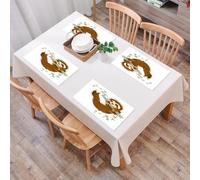 QRFASFZO Table Mats Set of 6, Place Mats Table Placemats Washable Non-slip Heat Insulation Woven Vinyl for,Hand drawn illustration of cartoon cute brown sloth swinging on branch of tree on w,12x18 in