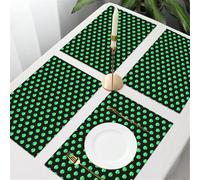 QRFASFZO Table Mats Set of 6, Place Mats Table Placemats Washable Non-slip Heat Insulation Woven Vinyl for,series of green alien arrays on a dark background, creating a mysterious visual tap,12x18 in