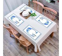 QRFASFZO Table Mats Set of 6, Place Mats Table Placemats Washable Non-slip Heat Insulation Woven Vinyl for,Letter G, Flower Letter G Natural Elements in Blue Tone European Culture Alphabet,12x18 in