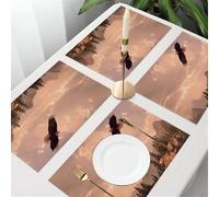 QRFASFZO Table Mats Set of 6, Place Mats Table Placemats Washable Non-slip Heat Insulation Woven Vinyl for,Bald eagle soaring in the Rocky Mountain high country.,12x18 in