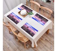 QRFASFZO Table Mats Set of 6, Place Mats Table Placemats Washable Non-slip Heat Insulation Woven Vinyl for,Modern, Tel Aviv at sunset Israel, Mediterranean coast, big city, dram,12x18 in