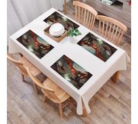 QRFASFZO Table Mats Set of 6, Place Mats Table Placemats Washable Non-slip Heat Insulation Woven Vinyl for,Dragon duel, dramatic encounter between two red winged beasts, fierce confrontation,12x18 in