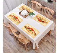 QRFASFZO Table Mats Set of 6, Place Mats Table Placemats Washable Non-slip Heat Insulation Woven Vinyl for,Motorcycle theme art, skull in a turban, with bicycles on both sides, bold motto is,12x18 in