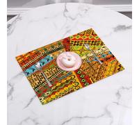 QRFASFZO Table Mats Set of 6, Place Mats Table Placemats Washable Non-slip Heat Insulation Woven Vinyl for,Rich Mélange of African Motifs A Visual Celebration of Culture,12x18 in