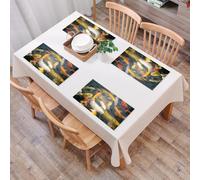 QRFASFZO Table Mats Set of 6, Place Mats Table Placemats Washable Non-slip Heat Insulation Woven Vinyl for,Koi reflecting water, creating a lively scene in the pond,12x18 in