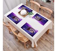 QRFASFZO Table Mats Set of 6, Place Mats Table Placemats Washable Non-slip Heat Insulation Woven Vinyl for,Dolphin, two dolphins are gracefully intertwined in the purple ocean, emitting emot,12x18 in