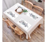 QRFASFZO Table Mats Set of 6, Place Mats Table Placemats Washable Non-slip Heat Insulation Woven Vinyl for,City sketch, a tram navigating the city street with cyclists and historic buildings,12x18 in