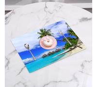 QRFASFZO Table Mats Set of 6, Place Mats Table Placemats Washable Non-slip Heat Insulation Woven Vinyl for,Over-water bungalows of luxury tropical resort Bora Bora island near Tahiti French,12x18 in