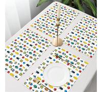 QRFASFZO Table Mats Set of 6, Place Mats Table Placemats Washable Non-slip Heat Insulation Woven Vinyl for,pattern for connoisseurs of cts. Bright beetles look very beautiful on your clothes,12x18 in