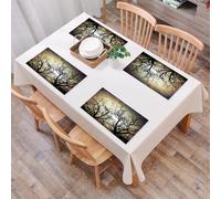 QRFASFZO Table Mats Set of 6, Place Mats Table Placemats Washable Non-slip Heat Insulation Woven Vinyl for,Horror,Scary Twilight Scene with Grunge Tree Branch Silhouette over Dirty Night Sky,12x18 in